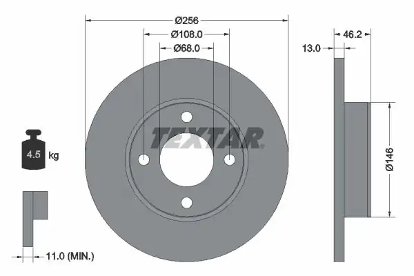 TEXTAR 92025900 | Fren Diski VW A80 A100 86 91 Ön 2 Adet