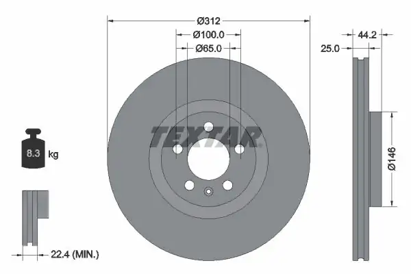 TEXTAR 92306405 | Fren Diski VW A1 2019 2 Adet