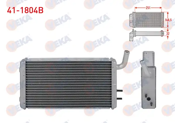 VEKA 41-1804B | Kalorifer Radyatörü Brazing Metal Kazan 5 5mm Fin Fiat Dogan 1 6 1993 2002