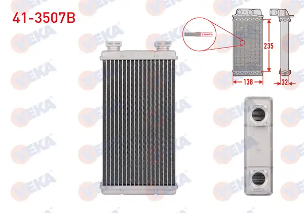 VEKA 41-3507B | Kalorifer Radyatörü Brazing 5 5mm Fin Renault Master II Fd 2 5 dCi 2003 2010