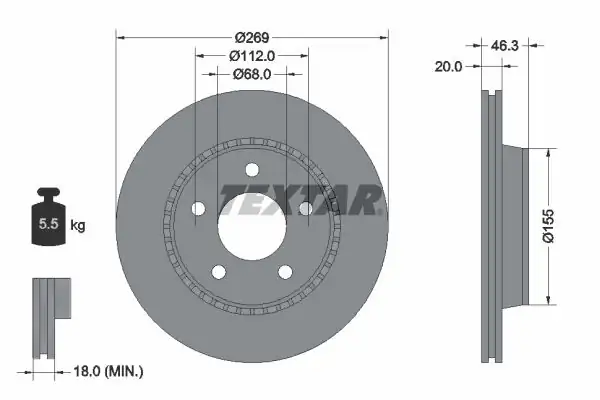 TEXTAR 92037100 | Fren Diski VW A100 A200 Arka 1985 2 Adet