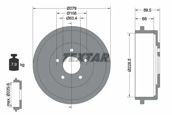 TEXTAR 94024400 | Fren Kampanası Transit Tourneo Connect 02 13 Arka