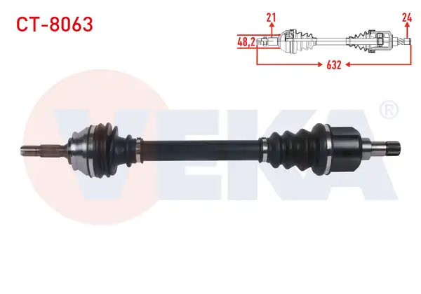 Veka Ct 8063 Komple Aks Sol Ön Uzunluk 632mm Citroen C4 Cactus 1 2 Thp A T 1 6 Blue Hdi A T 2014