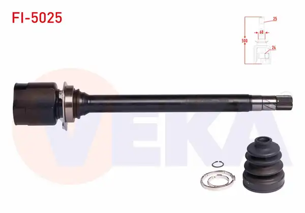 Veka Fi 5025 Aks Kafası Sağ Ön İç Fiat Egea 1 6 Mjt M T 25x24x68 Uzunluk 500mm 2015