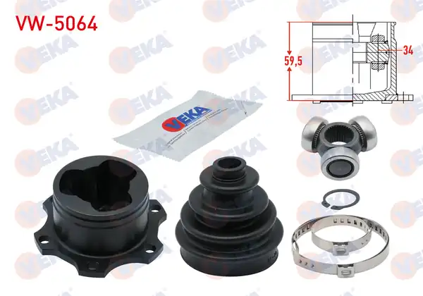 Veka VW 5064 Aks Kafası Sol Sağ Ön İç Volkswagen Passat 3b2 1 9 TDI Freze Dış 34 Uzunluk 59 5mm 1996 2000