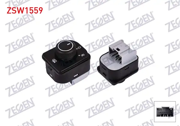 ZEGEN ZSW1559 | Ayna Ayar Düğmesi 6 Pin Volkswagen Arteon 2017-/ Crafter 2018-/ Passat 2014-/ Tiguan 2016-Touran 2015-/ T-Roc 2017 -