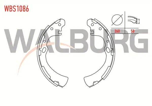 WALBURG WBS1086 | Fren Pabuç Balata Arka Nissan Pick Up D22 2 5 D 4x2 260x50 mm 1998