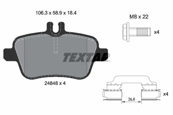 TEXTAR 2484805 | Fren Balatası 117 156 176 Arka 4 Matic