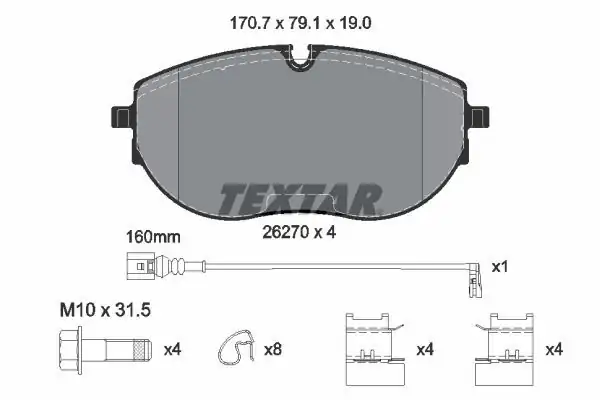 TEXTAR 2627001 | Fren Balatası VW Transporter Ön 2020