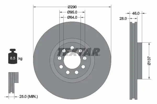 TEXTAR 92155700 | Fren Diski Iveco Daly 00 290mm Ön 2 Adet