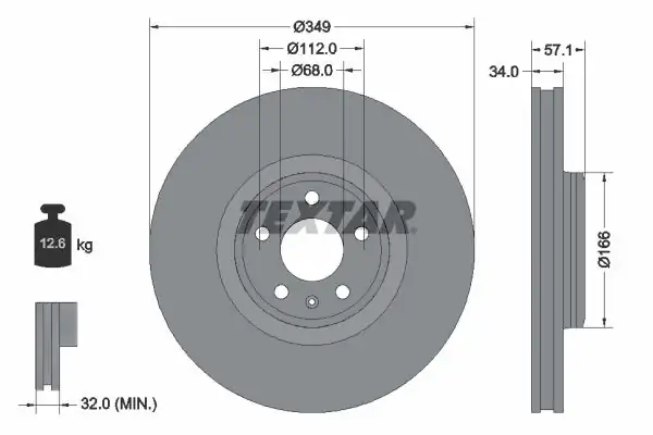TEXTAR 92289305 | Fren Diski VW A4 A5 A6 A7 Q7 Touareg 2018 349x34 2 Adet