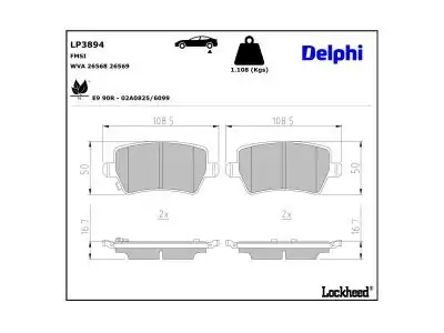DELPHI LP3894 | Fren Balatası Tıggo 8 Pro Pro Max Plus Tıggo 7 Omoda 5 16 Arka
