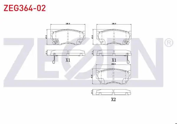 ZEGEN ZEG364-02 | Fren Balata Ön Nissan Sunny III (N14) 1.4İ 1990-1996 / Sunny III (N14) 1.6İ 1990-1996