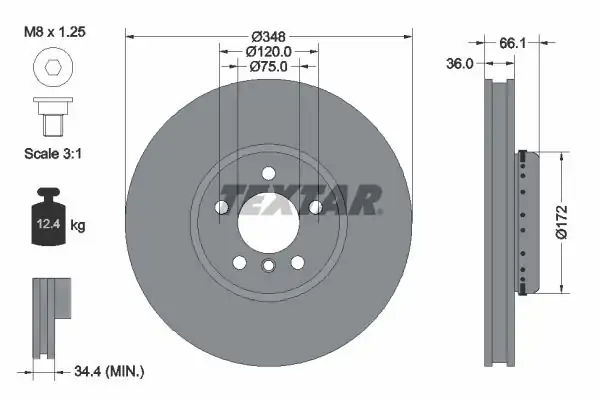 TEXTAR 92253725 | Fren Diski F 01 02 07 10 11 Ön Sol Havalı