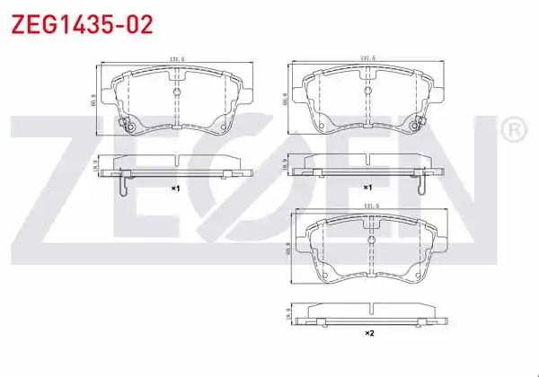 ZEGEN ZEG1435-02 | Fren Balata Ön Ikazlı Hyundai Ix20 (Jc) 1.4İ 2010-/ 1.4 CRDI 2010-/ 1.6İ 2010-/ Kia Venga (Yn) 1.4 CRDI 2010-/ 1.6 Cvvt 2010-/ 1.6 CRDI 2010 -