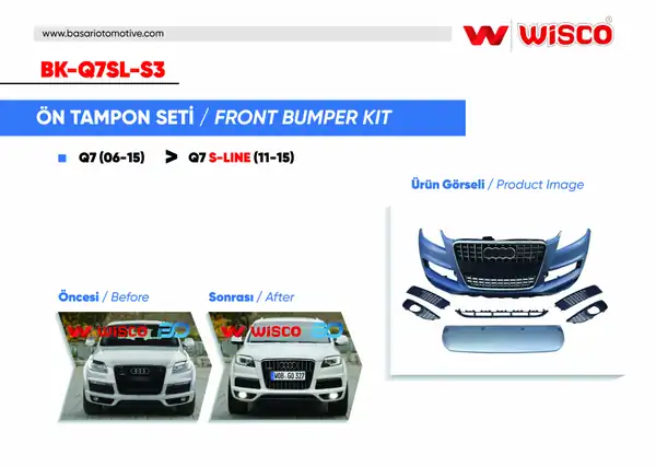 Wisco BK Q7sl S3 Tampon Seti Ön Gündüz Ledsiz Ve Sis Farsiz Audi Q7 S Line 11 15 06 15 Arası Q7 İçin Uygundur