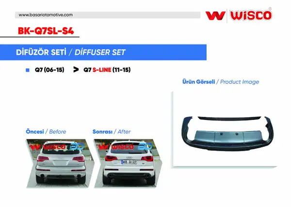 Wisco BK Q7sl S4 Tampon Difuzor Seti Arka Izgara Ile Birlikte Audi Q7 S Line 11 15 06 15 Arası Q7 İçin Uygundur