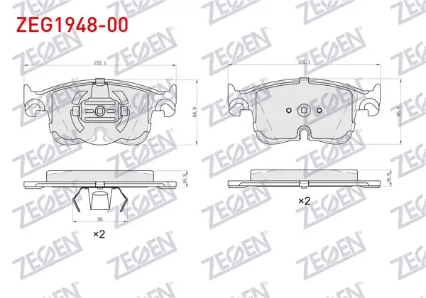 ZEGEN ZEG1948-00 | Fren Balata Ön Volkswagen Golf VIII-Caddy V 2020-/ Audi A3 2020-/ Cupra Formentor, Leon 2020-/ Skoda Octavia IV 2019-/ Superb IV 2023 -