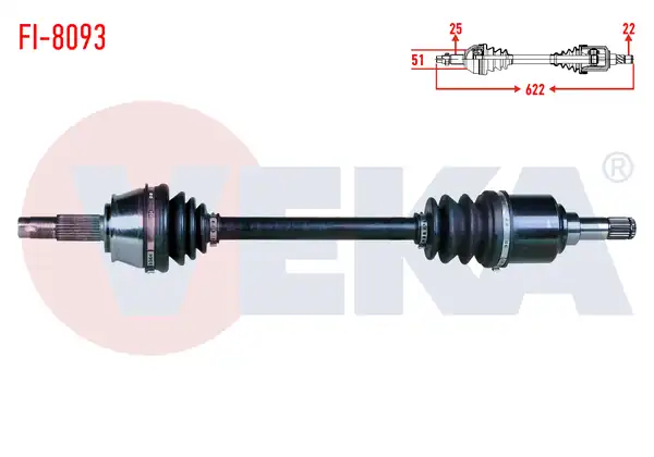 Veka Fi 8093 Komple Aks Sol Ön Fiat Marea Liberty 185 1 6i 16v M T Uzunluk 622mm 2002 2007