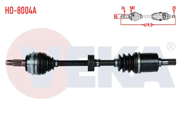 Veka Ho 8004a Komple Aks Sağ Ön ABS li 50 Dış Uzunluk 619 5mm Honda Civic VI 1 4i A T M T 1995 2001