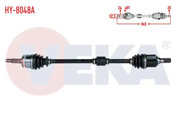 Veka Hy_ 8048a Komple Aks Sağ Ön Hyundai İ10 Pa 1 1i 12v M T ABS li 48 Dış Uzunluk 845mm 2008 2013
