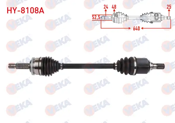 Veka Hy_ 8108a Komple Aks Sol Ön ABS li 48 Dış Uzunluk 640mm Hyundai İ10 Ia 1 2 A T 2013