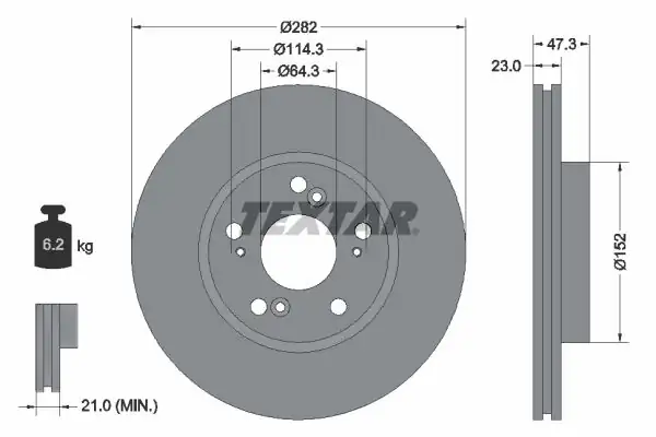 TEXTAR 92128400 | Fren Diski Ön Civic Cr V 01 07 2 Adet