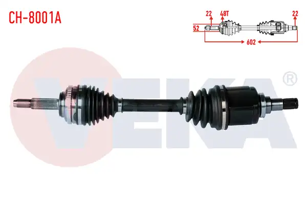 Veka Ch. 8001a Komple Aks Sol Ön Chevrolet Kalos T200 1 4 A T ABS li 48 Dış Uzunluk 602mm 2003 2008