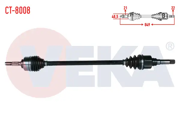 Veka Ct 8008 Komple Aks Sağ Ön Citroen C2 Jm 1 4 Hdi Ma68 Şanzıman Uzunluk 849mm 2003 2009