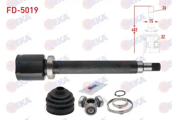 Veka Fd 5019 Aks Kafası Sağ Ön İç 26x32x75 Uzunluk 482mm Ford Focus 1 6 TDCI A T 2015 Ford Transit Connect 1 5 TDCI 2015