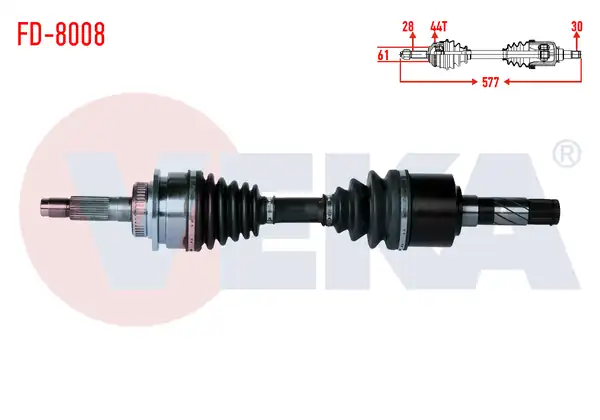 VEKA FD-8008 | Komple Aks Sağ On Ford Ranger (Et) 2.5 TD 4X4 ABS li 44 Dıs Uzunluk 577mm 2006-2011