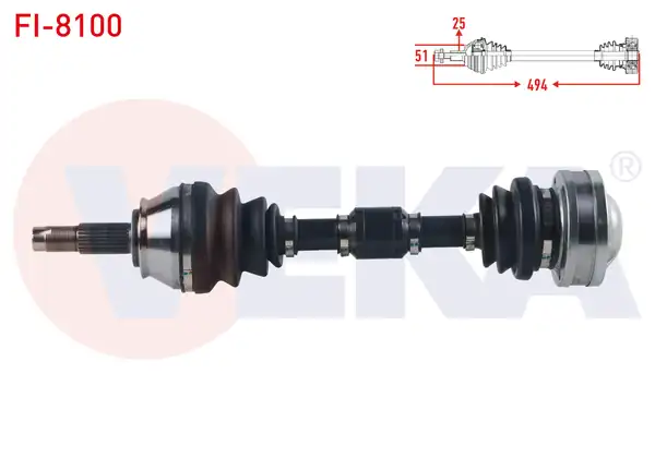 Veka Fi 8100 Komple Aks Sağ Ön Uzunluk 494mm Fiat Punto