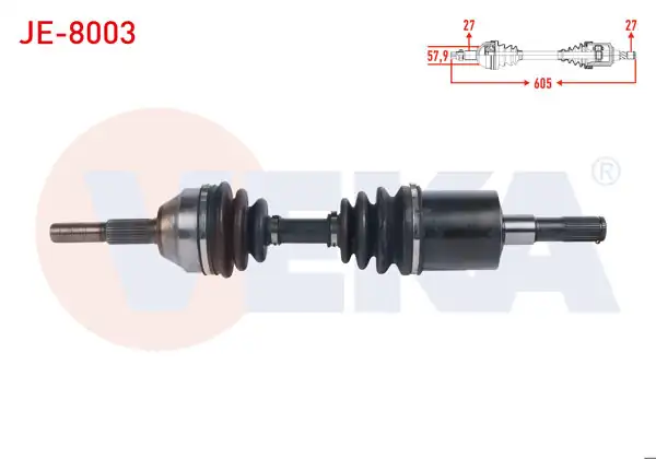 VEKA JE-8003 | Komple Aks Sol Ön Uzunluk 605mm Jeep Cherokee (Kj) 2.8 Crd-3.7 2001-2008