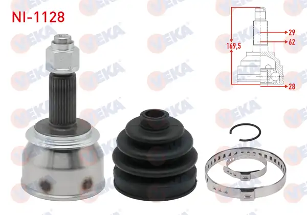 Veka Ni 1128 Aks Kafası Sol Sağ Ön Dış 29x28x62 Nissan Qashqai J11 1 6 dCi M T Uzunluk 169 5 mm 2014 X Traıl 1 6 dCi 2013