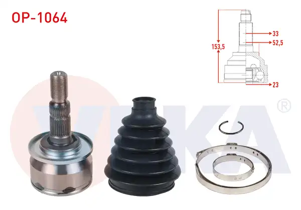Veka Op 1064 Aks Kafası Sol Sağ Ön Dış 33x23x52 5 Uzunluk 153 5mm Opel Astra J 1 3 CDTI 1 4 T 1 6i 2009 2016