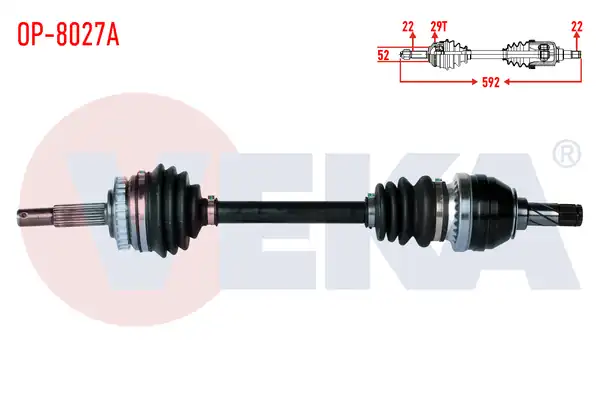 Veka Op 8027a Komple Aks Sol Ön Opel Vectra B 1 6i Absli 29 Dış Uzunluk 592mm 1995 2003