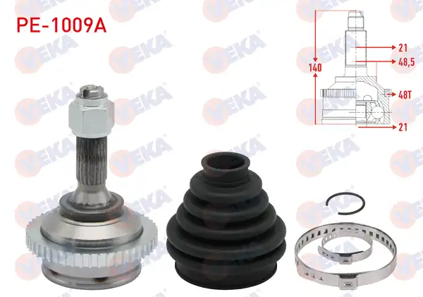 Veka Pe 1009a Aks Kafası Sol Sağ Ön Dış Peugeot 206 2a C 1 4i ABS li 48 Dış 21x21x48 5 Uzunluk 140mm 1998 2006