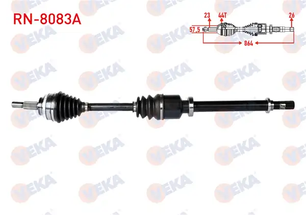 Veka RN 8083a Komple Aks Sağ Ön Renault Thalia II 1 5 dCi ABS li 44 Dış Uzunluk 864mm 2008