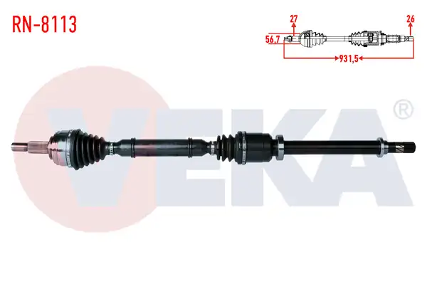 Veka RN 8113 Komple Aks Sağ Ön Renault Laguna III Bg0 1 1 5 dCi 5 Vites M T Jr5 Şanzıman Uzunluk 931 5mm 2007