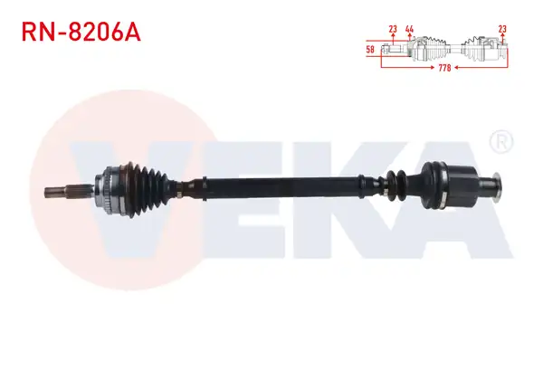 Veka RN 8206a Komple Aks Sağ Ön Renault Megane İ Ba0 1 1 6i 16v A T ABS li 44 Dış Uzunluk 778 mm 1996 2003
