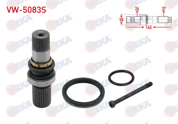 Veka VW 5083s Aks Kafası Sağ Ön İç Freze Ek Mili 26x37x50 Uzunluk 145 mm VW Transporter T6 2 0 TDI 102ps 114 PS 5 İleri 2009