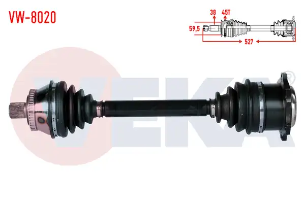 Veka VW 8020 Komple Aks Sol Ön Volkswagen Passat 3b2 1 9 TDI ABS li 45 Dış Uzunluk 527mm 1996 2000