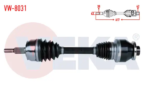 Veka VW 8031 Komple Aks Sol Ön Uzunluk 617mm Volkswagen Transporter T5 2 0 TDI M T 2009 2015 Transporter T6 2 0 TDI M T 2015 2019