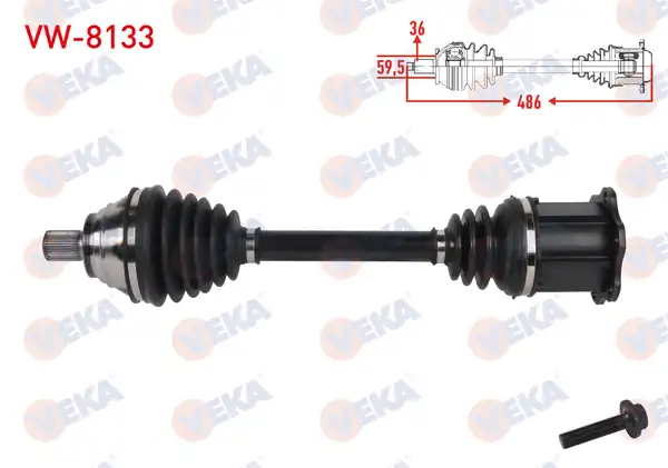 Veka VW 8133 Komple Aks Sol Ön Uzunluk 486mm VW Golf VIII Cd1 1 0 TSI 2020 Audi Q2 Gab_ 1 0 TFSI Seat Leon Sc 5f5 1 0 TSI 2015 18