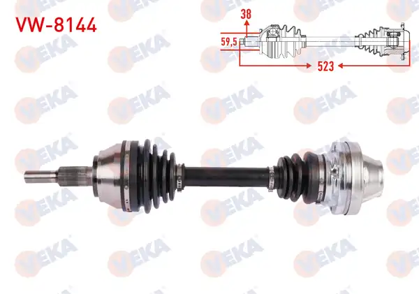 Veka VW 8144 Komple Aks Sol Sağ Ön Uzunluk 523mm Volkswagen Touareg 2 5 R5 TDI A T M T 2003 2010