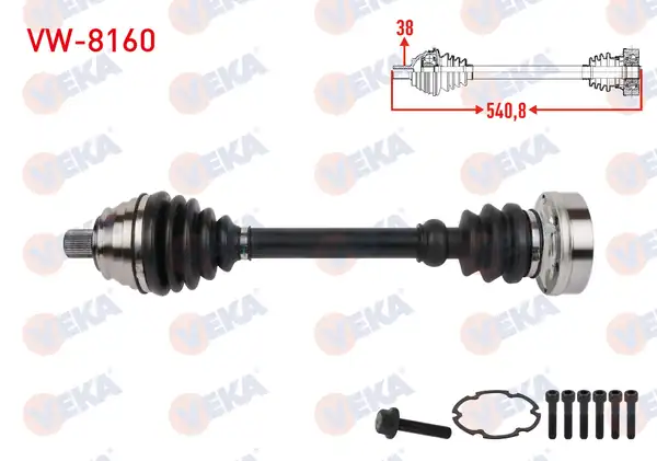 Veka VW 8160 Komple Aks Sol Sağ Ön Uzunluk 541mm Volkswagen Transporter IV 2 5 TDI 1995 2003