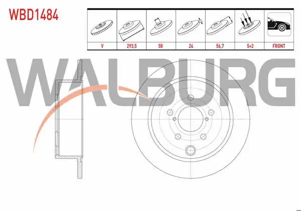 WALBURG WBD1484 | Fren Diski Ön Havalı 5 Bjn 293,5X24x58x56,7 Subaru | 2 Adet
