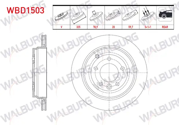 WALBURG WBD1503 | Fren Diski Arka Havalı Land Rover Range Rover Sport Ls 2 7 TD 5 Bjn 325x20x78 9x59 7 2005 2013 2 Adet