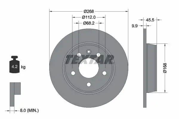 TEXTAR 92074303 | Fren Diski VW Sharan Arka 96 09 2 Adet
