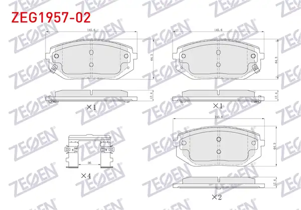 ZEGEN ZEG1957-02 | Fren Balata Ön Ikazlı Hyundai Tucson IV 2020 Ioniq 2020